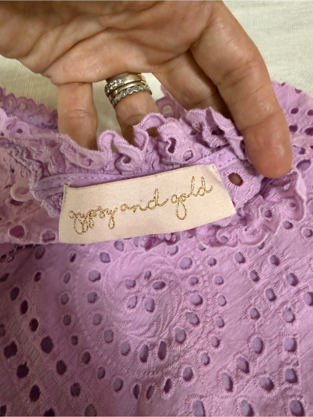 Gypsy and Gold Purple Eyelet Lace Sleeveless Top, Size S - Picture 10 of 10